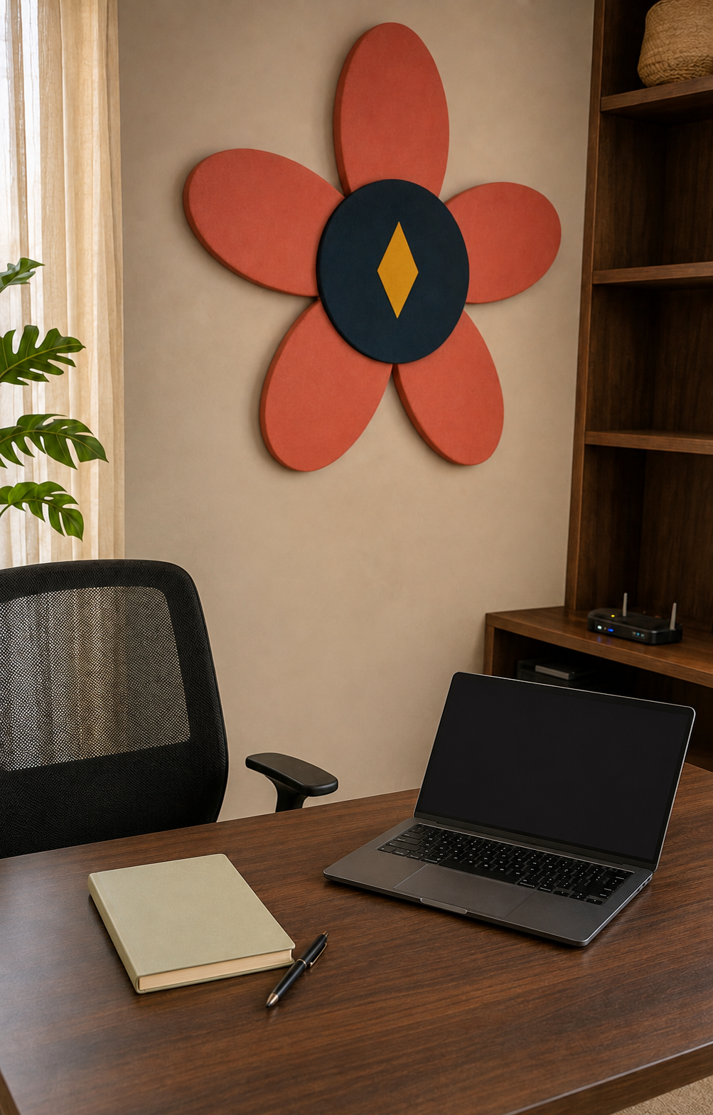 A prepared tutoring workspace with an open chair